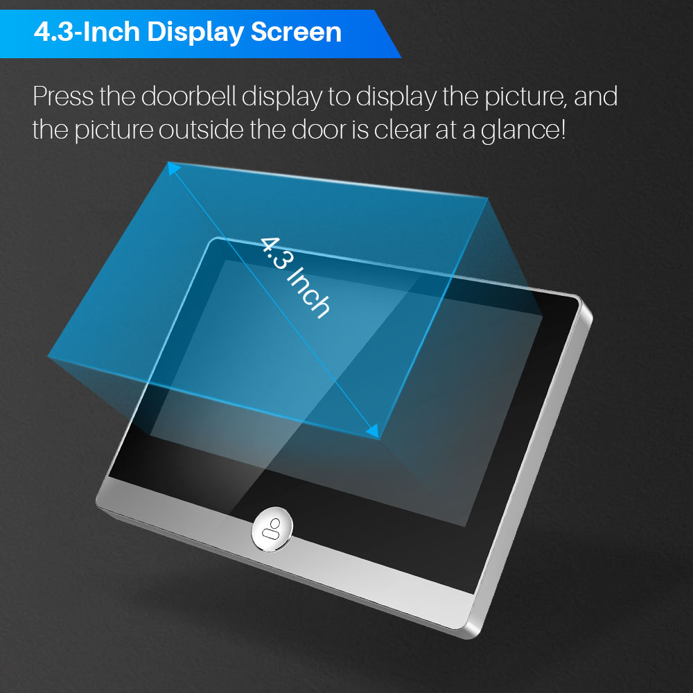 Sonnette vidéo juda sans fil rechargeable Wi-Fi intelligente avec écran ACL  4.3″- 2.4 Ghz
